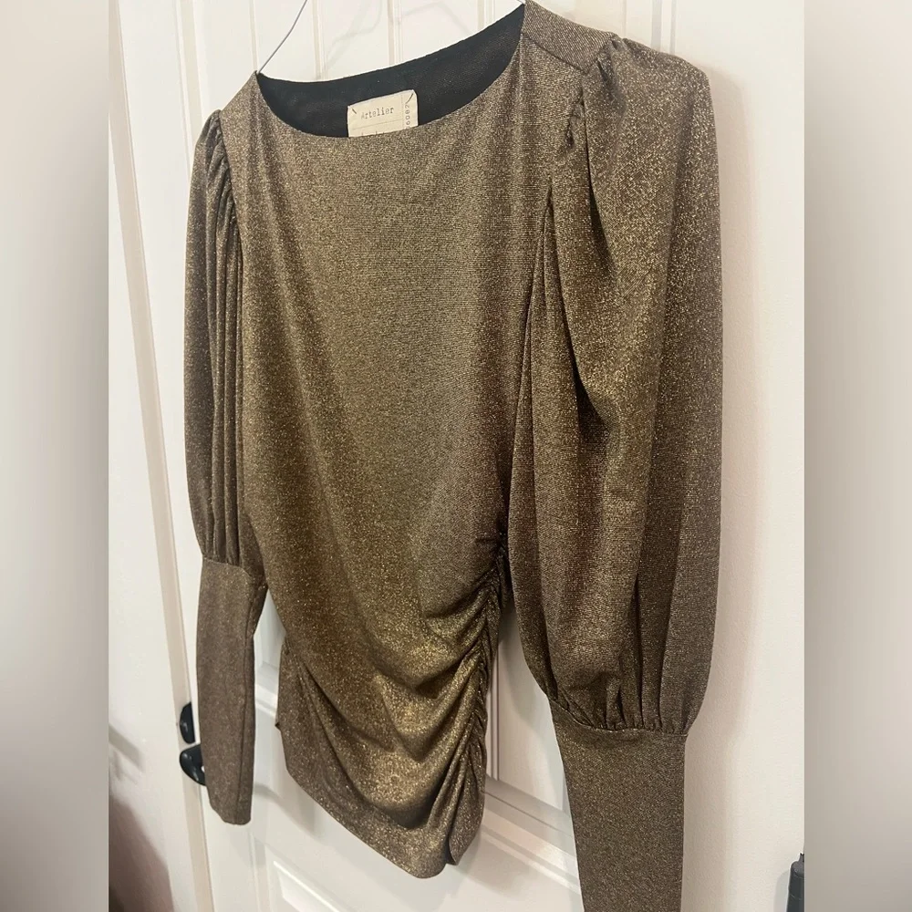 Nicole Miller Metallic Gold Blouse - Picture 4 of 7